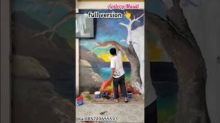 Tutorial melukis pemandangan laut | sunrise #art #lukisanmural #painting #lukisandinding #mural
