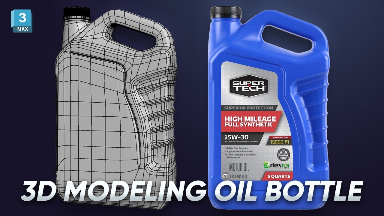 How to model Oil Bottle product in 3ds max - YouTube