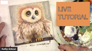 Learn to paint a Fluffy Owl in Acrylics / A Painting A Day #48