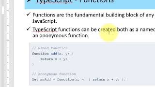 Function in Typescript with example | Anonymous Function call in typescript | Typescript Function ex