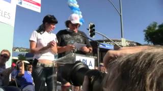 Dot Marie Jones and Pauley Perrette speak at 28th Annual AIDS Walk Los Angeles 2012 in West Hollywoo