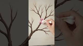 🌸 Easy Cotton Swab Cherry Blossom Painting Tutorial