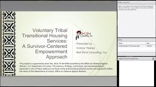 Voluntary Tribal Transitional Housing Services: A Survivor-Centered/Empowerment Approach