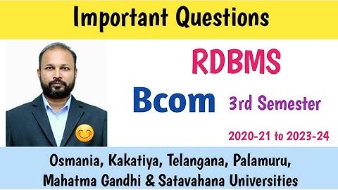 RDBMS | Important Questions 2023 | Bcom 3rd semester | Bcom | UG | Degree | OU KU PU MGU SU TU