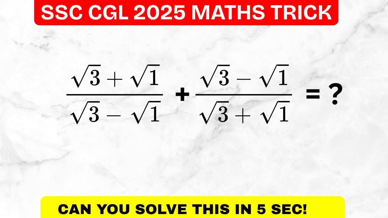 Trick Ssc Math SSC CGL MAINS MATHS QUESTION WITH TRICK| #ssc #sscmath - YouTube
