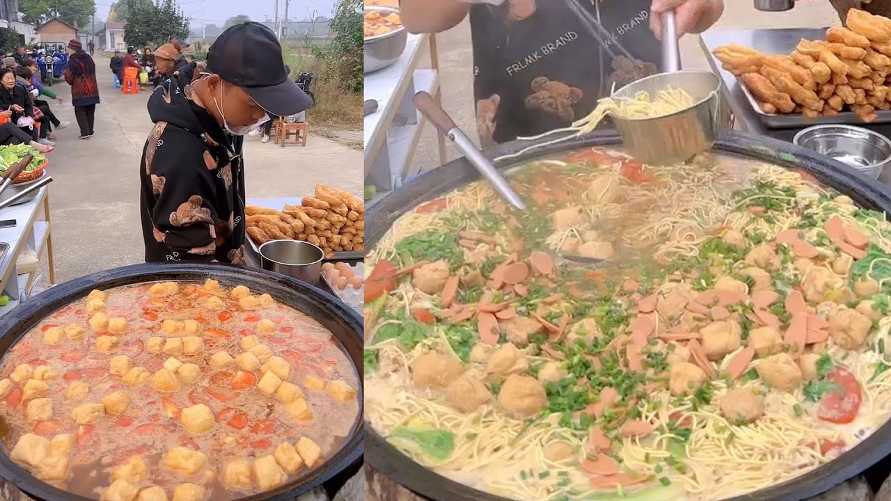 A caring Chinese guy Cook Free Meals for the Old Guys in a Village