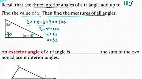 Using triangle interior angles to find missing variables