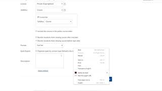 Setting Course Image, Description, and Changing Navigation Options