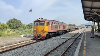 ขบวนรถสินค้าน้ำมันดิบที่637 D:Alsthom-4135 ผ่านสถานีบางพระ #รถไฟไทย #รถไฟสายตะวันออก