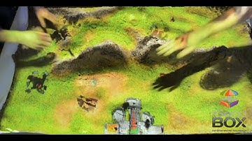 Close-up view, augmented reality interactive sandbox iSandBOX