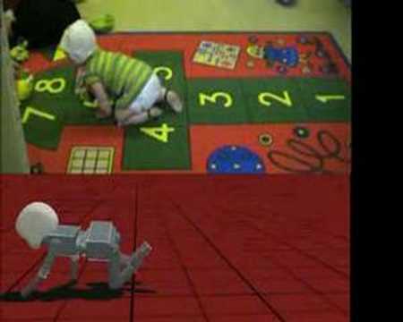 Robot simulator: crawling and sitting baby robot simulation in Webots