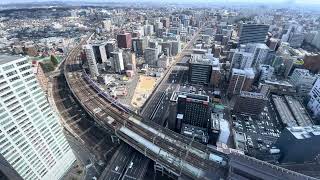 E8系 G1編成 日中試運転初日 俯瞰で見る仙台駅に入線する様子