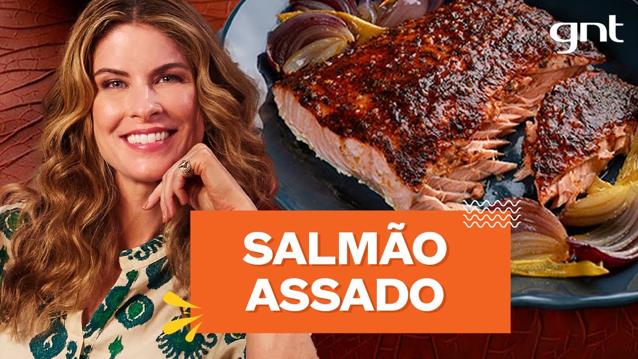 Salmão assado com páprica, mel e cebola roxa e molho de iogurte | Rita Lobo | Cozinha Prática