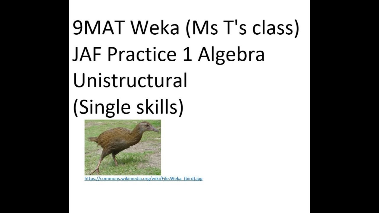 9MAT JAF Practice Algebra - Unistructural questions 1-21