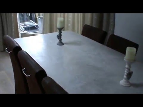 Industriele robuuste stoere betonlook tafel ,eettafel youtube Betonlook tafel prijzen