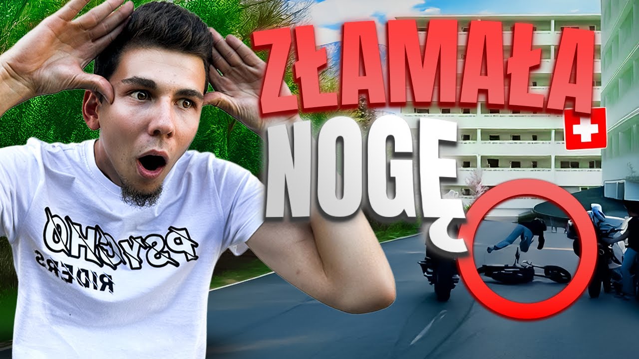 ZŁAMAŁA NOGĘ I ITERWENCJA POLICJI I SUPERMOTO MAJÓWKA