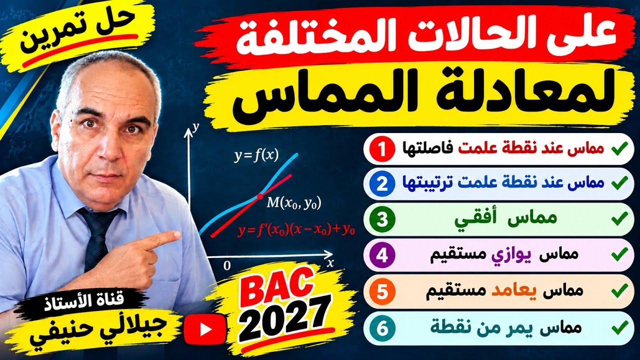 كل الأسئلة الممكنة حول معادلة المماس للسنتين الثانية و الثالثة ثانوي في تمرين واحد 