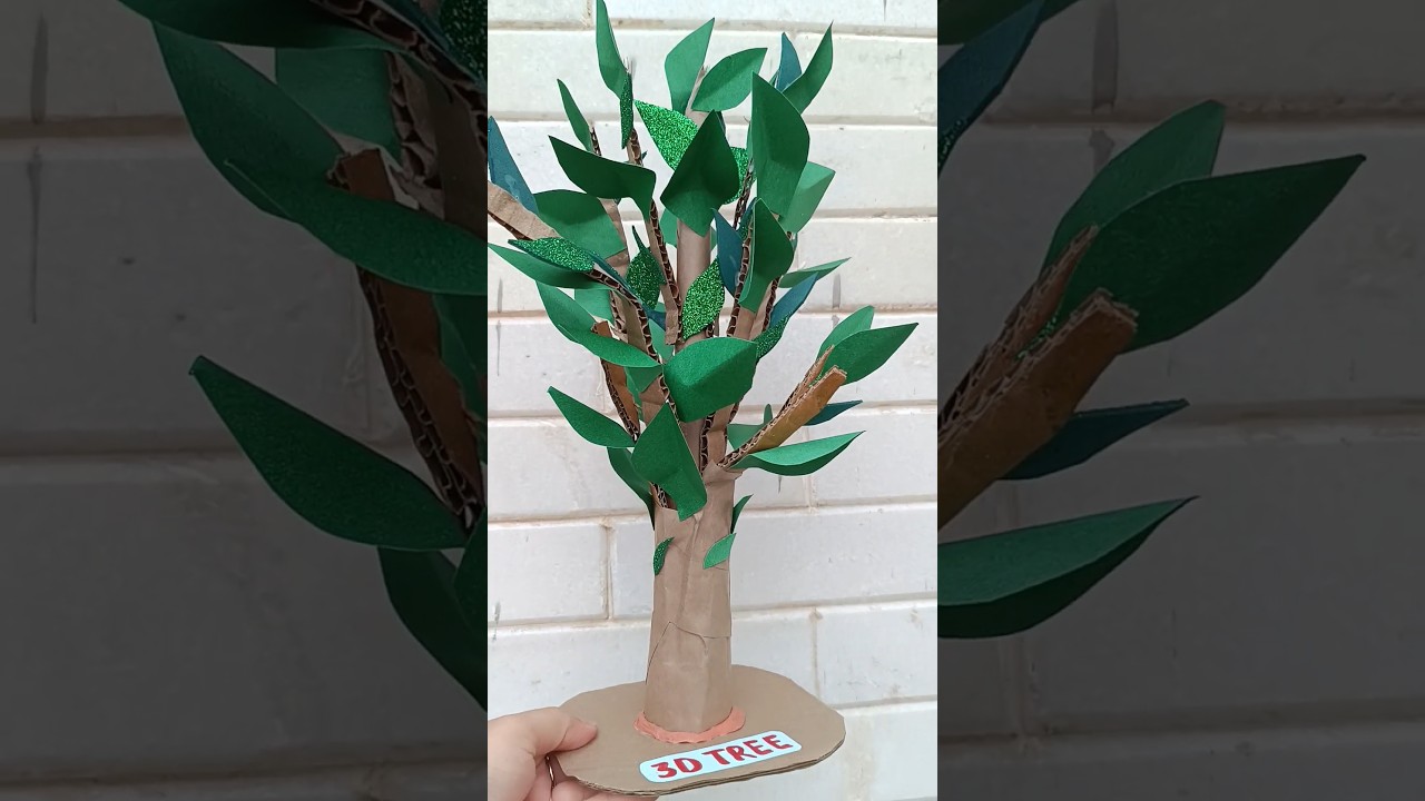 3D tree of cardboard  craft project  ideas 