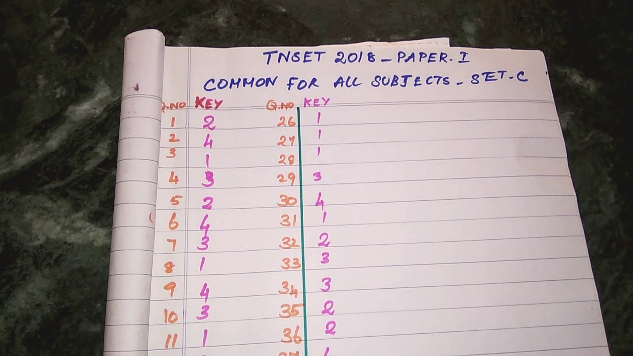 TNSET 2018 paper-1 set-C answer key