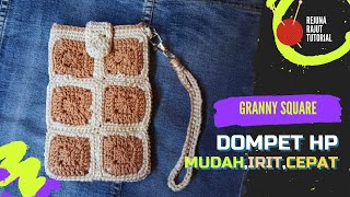 DOMPET HP GRANNY SQUARE - Cara membuat Dompet Hp Mudah, Cepat dan Irit Benang.