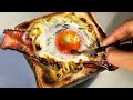 ベーコンエッグパンを描くPainting of bacon & egg bread by polka.