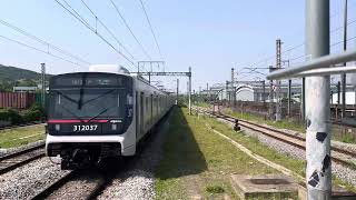 DEL7400 Mugunghwa Train passing + Korail Line 1 brand new car 312037F arriving at Dobongsan Station