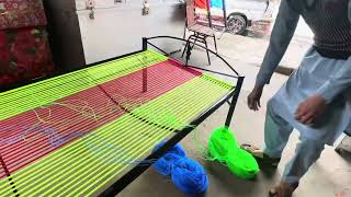 Artistic techniques of weaving a Cot | Beautifully Designed Nylon Rope Cot Weaving