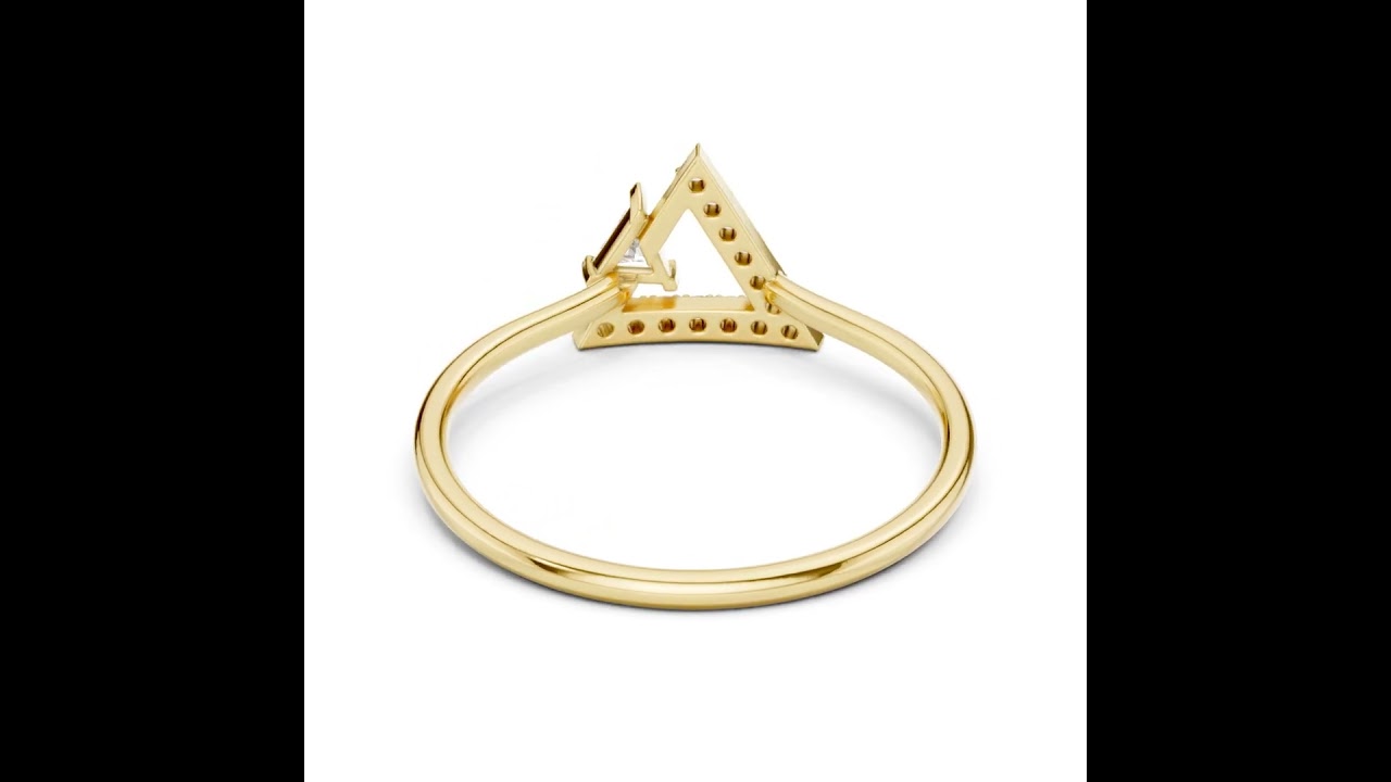 Round Cut Diamond Geometric Triangle Ring