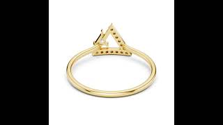 Round Cut Diamond Geometric Triangle Ring