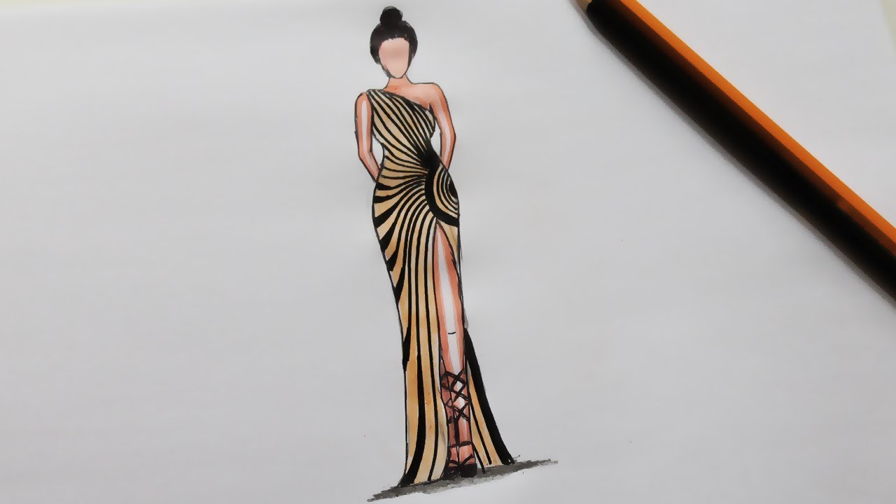 How to draw a fashion dress - Beautiful Drawings Tutorial ...