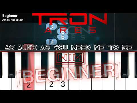 [Beginner] As Alive As You Need Me To Be - Tron: Ares | Piano Tutorial with Finger Numbers