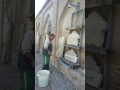 تمیز کردن باغ تکیه هفت تنان یکی از قدیمی ترین اماکن تاریخی شیراز