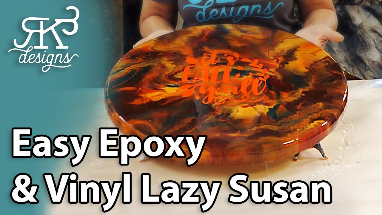 Epoxy Lazy Susan-Melded Marble with Autumn Decor | RK3 Designs