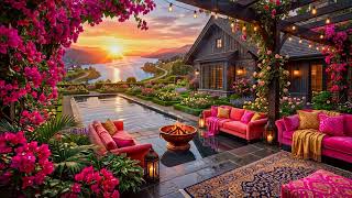 🌸 Fuchsia Roses & Geometric Pools | Symmetrical Mountain Patio & Soft Piano ✨ screenshot 3