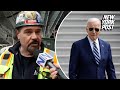 Nyc construction worker delivers piercing message to biden