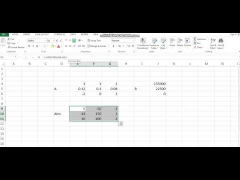 Solving System of Linear Equations (MMULT,MINVERSE) in Excel