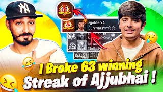 I Broke 63 Winning Streak Of Ajjubhai Total Gaming 😲 Gone Wrong - GARENA FREE FIRE MAX screenshot 4