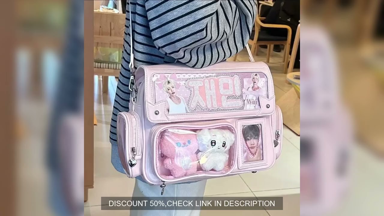 New Y2k Cute Ita Bag Harajuku Girl Transparent Pocket Crossbody Bags Large Capacity Lolita Diy Badge