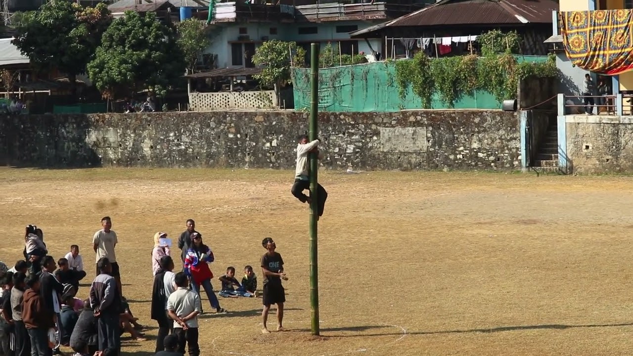 Greased Bamboo Pole Climbing || Competition || Nagaland