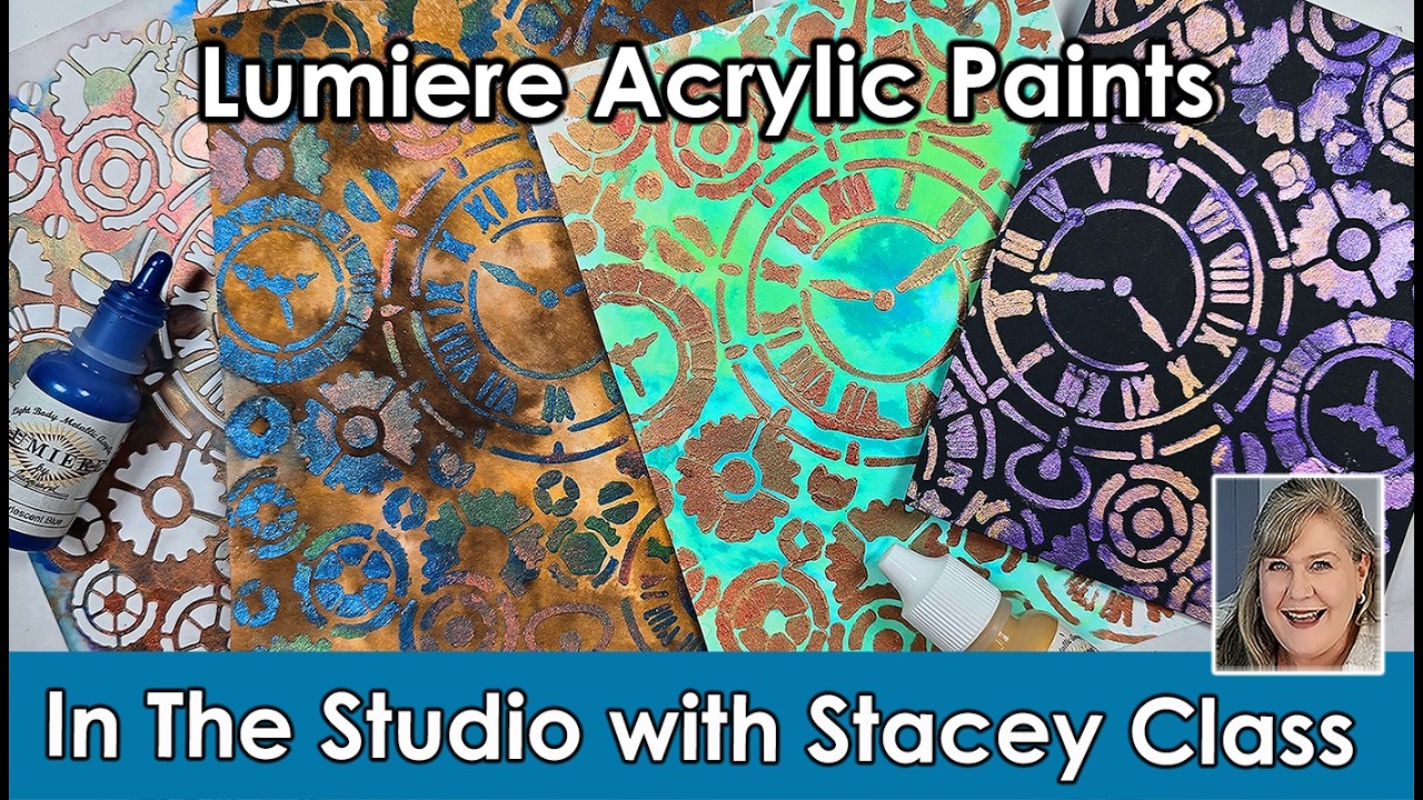 Lumiere Acrylic Paints by Jacquard.  In the Studio February Class 2 of 4