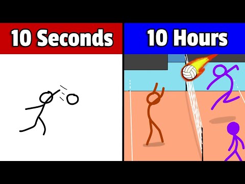 Stickman Volleyball Animation in 10 Second vs 10 hours @flipaclip 