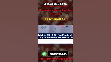 APSSB CGL 2024 I ELEMENTARY MATHS I by Amarjeet Sir #apssb #apssbcgl #apssbmaths
