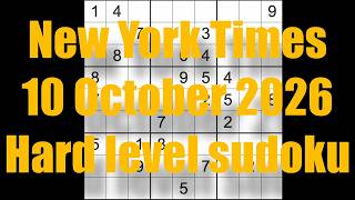 Sudoku solution – New York Times 10 October 2026 Hard level sudoku screenshot 2
