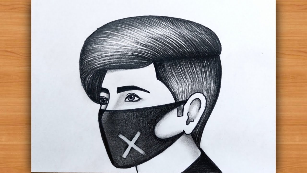 A Boy with Mask Sketch for beginners How to Draw a Boy draw a boy