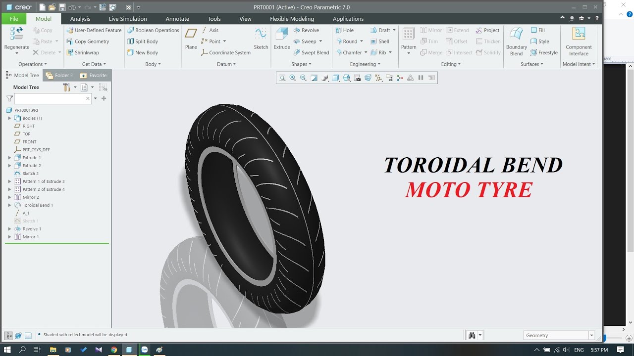 [CREO TUẤN NGUYỄN] Creo Basic -  Bài 34: Lệnh Toroidal Bend - Thiết kế Moto Tyre (Vỏ xe)