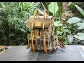 Make an outdoor hiking camping tanned leather canvas backpack#backpack #bagmaking #knapsack #bag