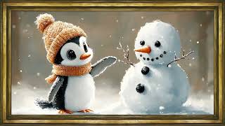 Snowman and Penguin Winter Artwork — Christmas Frame TV Art Screensaver screenshot 3
