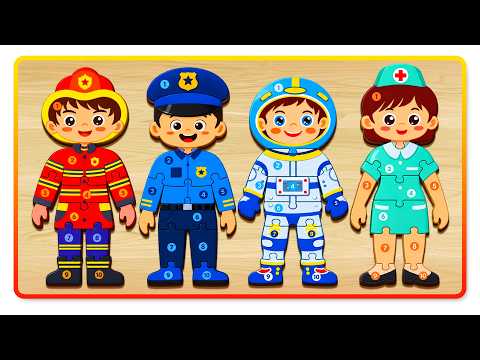 Firefighter, Police Officer, Astronaut, Nurse Puzzle for Kids | Who Am I? Guess Jobs and Occupations