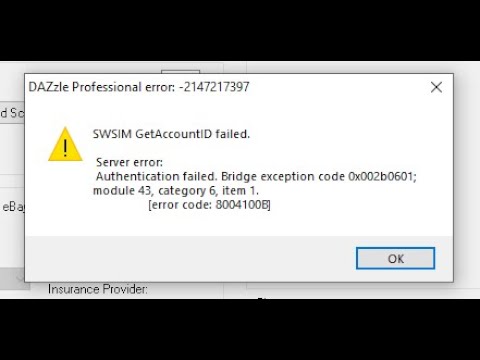 DAZzle SWSIM Get AccountID failed (Error Solution) - Authentication Failed