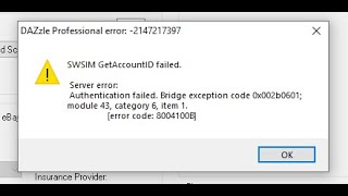 DAZzle SWSIM Get AccountID failed (Error Solution) - Authentication Failed